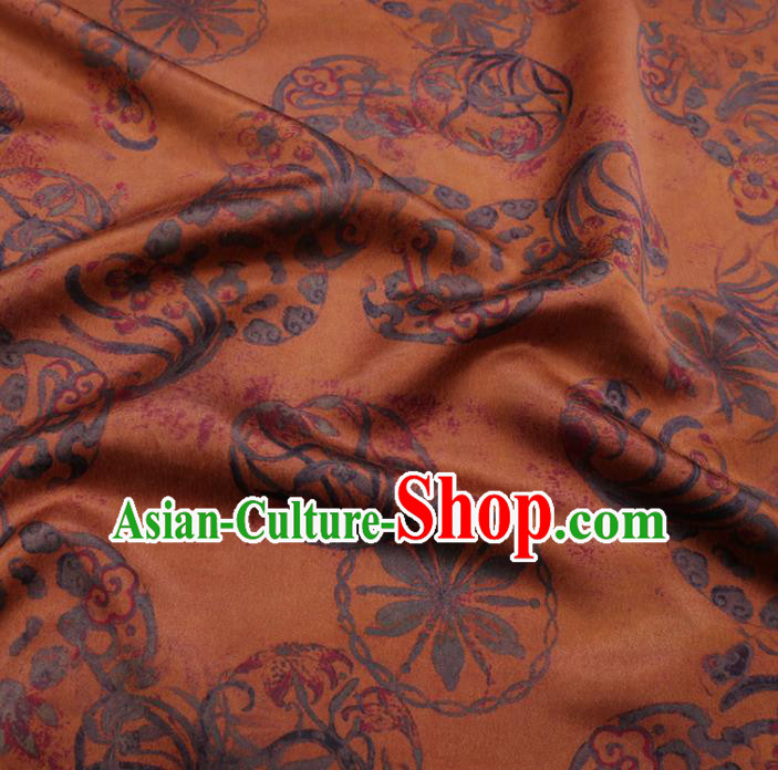 Chinese Cheongsam Classical Wheel Pattern Design Yellow Watered Gauze Fabric Asian Traditional Silk Material