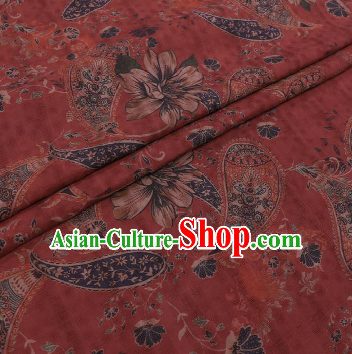 Chinese Cheongsam Classical Paisley Pattern Design Red Watered Gauze Fabric Asian Traditional Silk Material