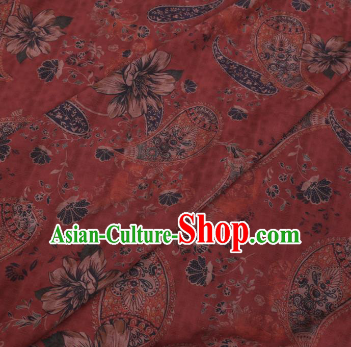 Chinese Cheongsam Classical Paisley Pattern Design Red Watered Gauze Fabric Asian Traditional Silk Material