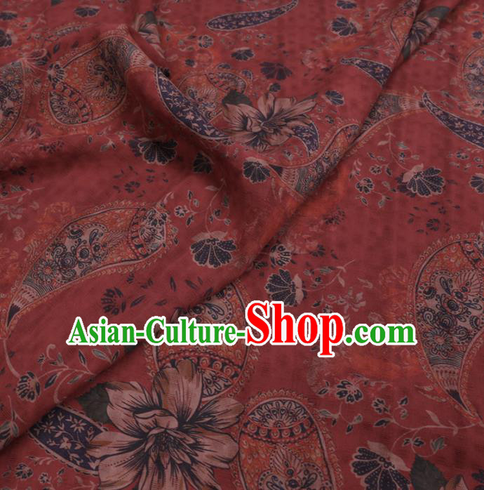 Chinese Cheongsam Classical Paisley Pattern Design Red Watered Gauze Fabric Asian Traditional Silk Material