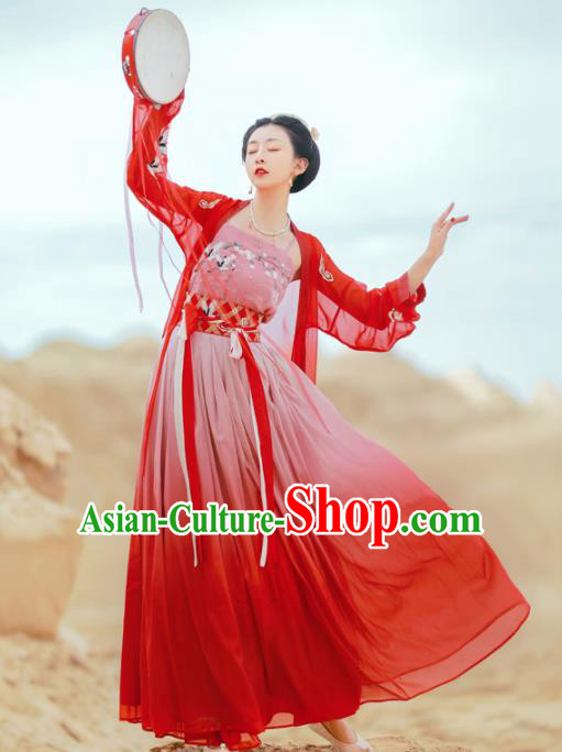 Chinese Ancient Bride Embroidered Red Dress Traditional Song Dynasty Female Swordsman Costumes for Women