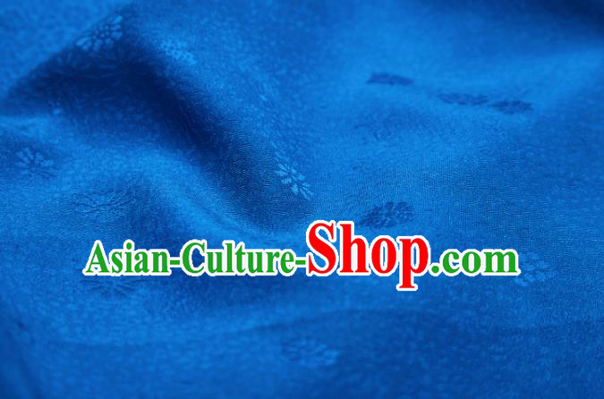 Chinese Classical Daisy Pattern Design Blue Brocade Fabric Asian Traditional Cheongsam Silk Material