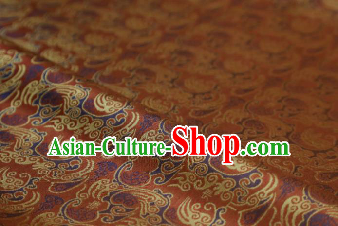 Japanese Kimono Classical Pattern Design Rust Red Brocade Fabric Asian Traditional Silk Material