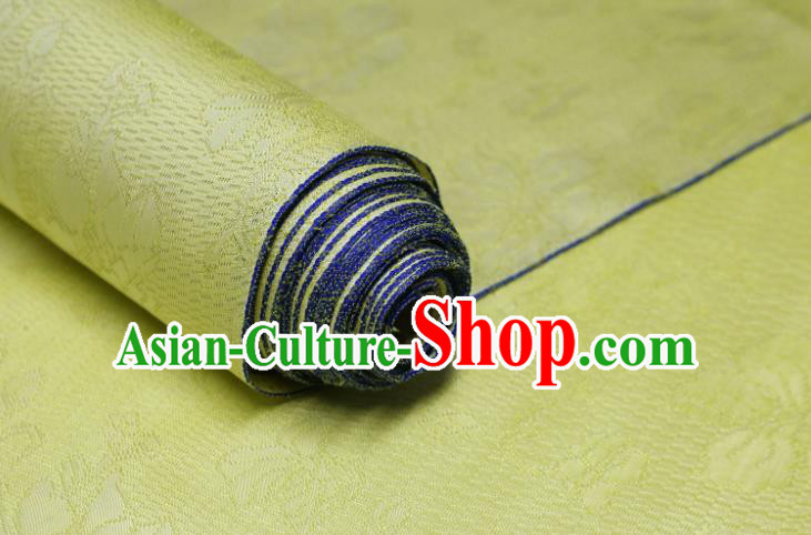 Chinese Classical Flowers Pattern Design Yellow Mulberry Silk Fabric Asian Traditional Cheongsam Silk Material