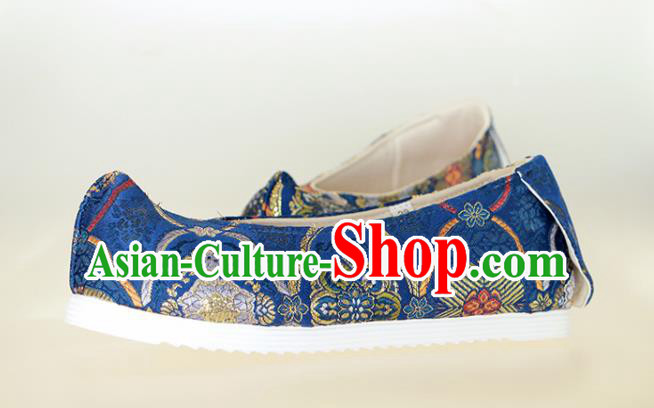 Chinese Traditional Navy Brocade Shoes Opera Shoes Hanfu Shoes Wedding Shoes for Women
