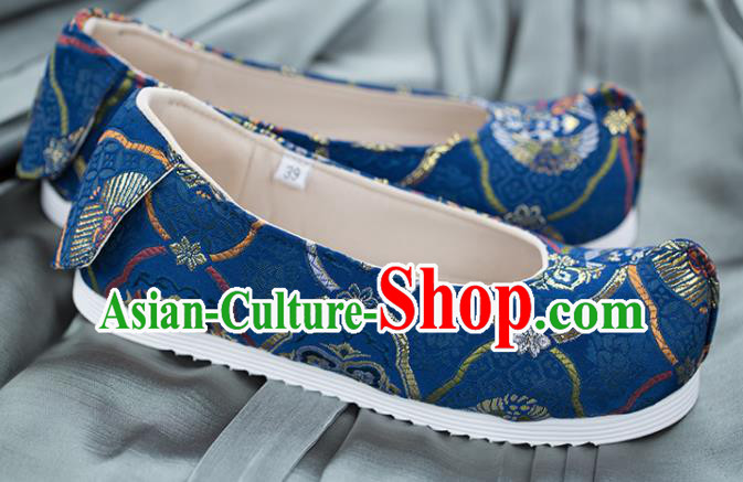 Chinese Traditional Navy Brocade Shoes Opera Shoes Hanfu Shoes Wedding Shoes for Women