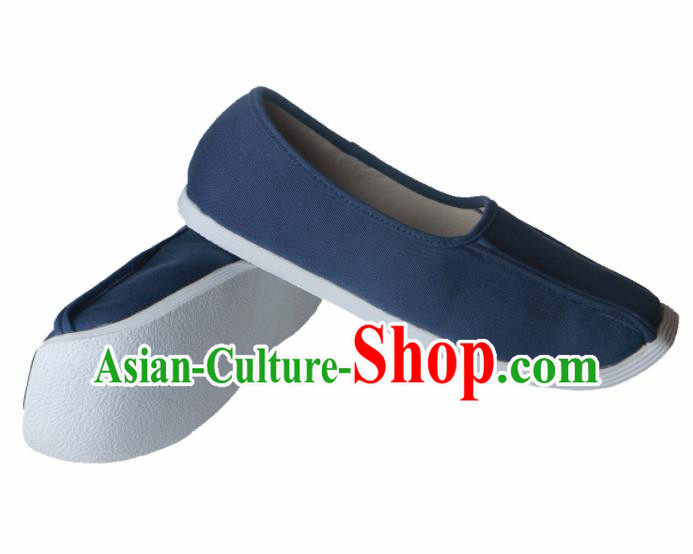 Chinese Traditional Ming Dynasty Taoist Navy Shoes Handmade Hanfu Shoes Ancient Scholar Shoes for Men