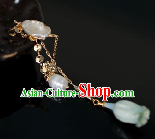 Chinese Traditional Ming Dynasty Shell Pearl Pendant Handmade Ancient Princess Jewelry Accessories for Women