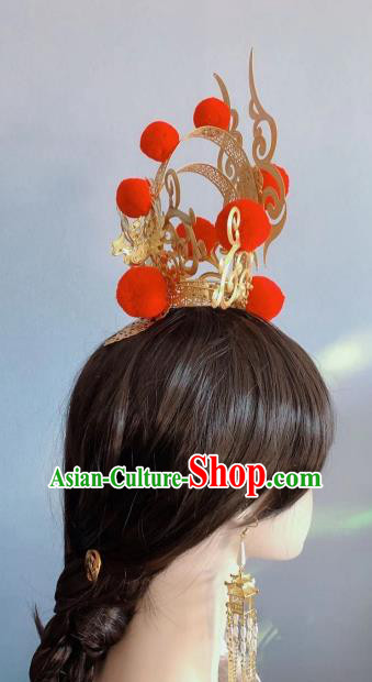Chinese Handmade Classical Golden Hair Crown Ancient Empress Hanfu Hair Accessories for Women