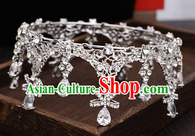 Top Handmade Wedding Bride Crystal Bowknot Royal Crown Baroque Princess Hair Accessories for Women