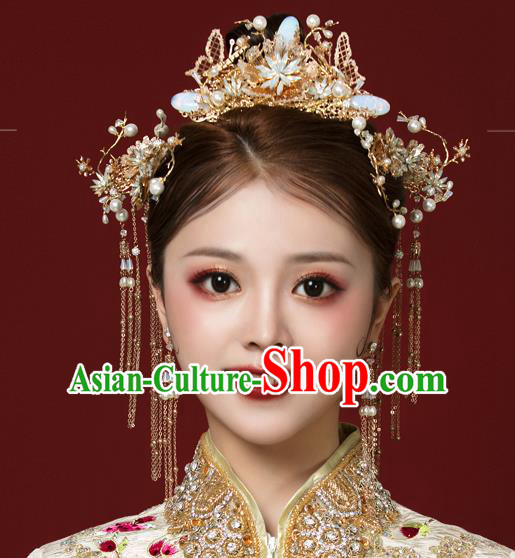 Traditional Chinese Handmade Hair Crown Chaplet Hairpins Ancient Bride Hair Accessories for Women
