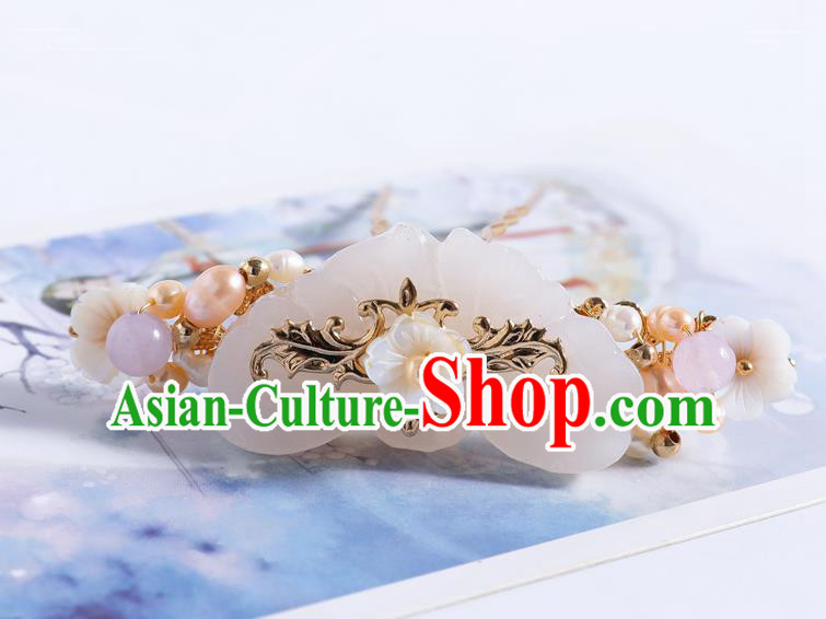 Traditional Handmade Chinese Wedding Jade Hairpins Ancient Bride Hair Accessories for Women