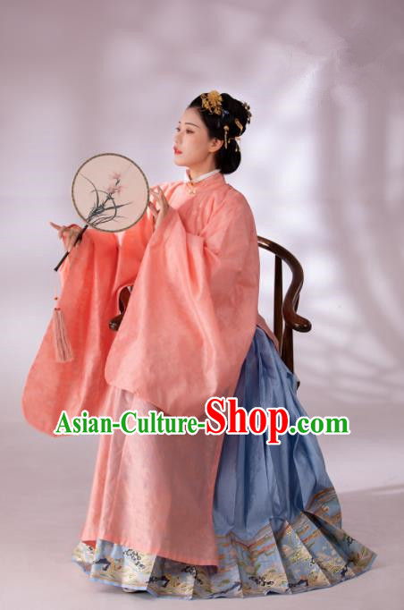 Traditional Chinese Ming Dynasty Duchess Blouse and Skirt Ancient Patrician Dowager Historical Costumes for Women
