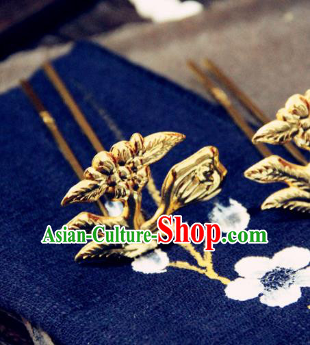 Chinese Traditional Ming Dynasty Princess Flowers Hairpins Handmade Ancient Royal Empress Hair Accessories for Women