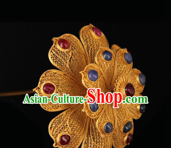 Chinese Traditional Ming Dynasty Queen Flower Hairpin Hairpins Ancient Empress Hair Accessories for Women
