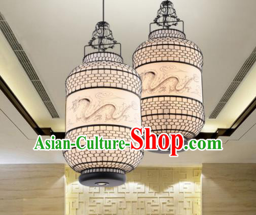 Chinese Traditional Iron Hanging Lantern Handmade Printing Dragon Lamp Palace Lanterns