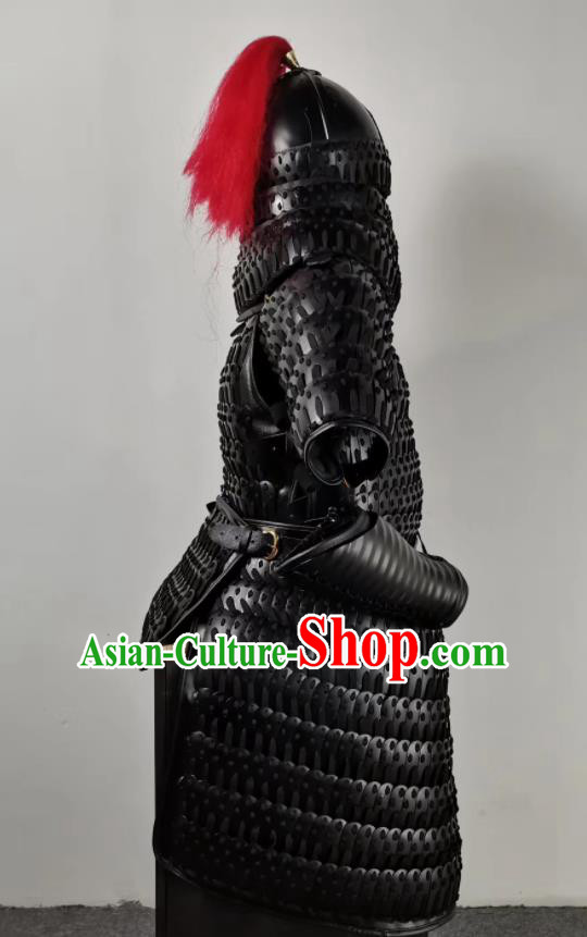 Traditional Chinese Song Dynasty General Black Body Armour Ancient Soldier Costume for Men