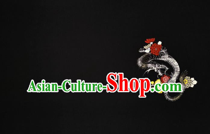 Chinese Traditional Dragon Pattern Black Silk Fabric Mulberry Silk Fabric Hanfu Dress Material