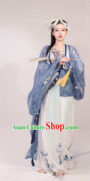 Chinese Ancient Goddess Embroidered Dress Traditional Tang Dynasty Royal Princess Costume for Women