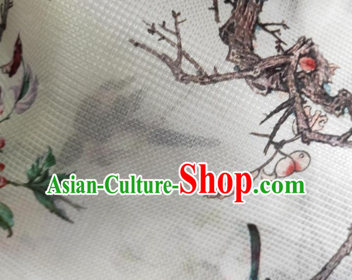 Chinese Traditional Begonia Pattern White Silk Fabric Mulberry Silk Fabric Hanfu Dress Material