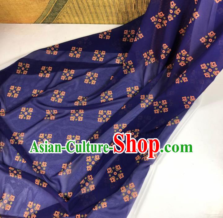 Chinese Traditional Classical Pattern Royalblue Chiffon Fabric Silk Fabric Hanfu Dress Material