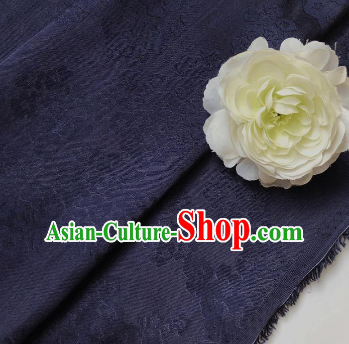Chinese Traditional Classical Hydrangea Pattern Navy Cotton Fabric Imitation Silk Fabric Hanfu Dress Material