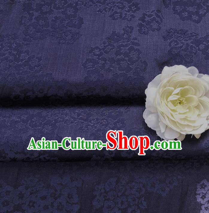 Chinese Traditional Classical Hydrangea Pattern Navy Cotton Fabric Imitation Silk Fabric Hanfu Dress Material