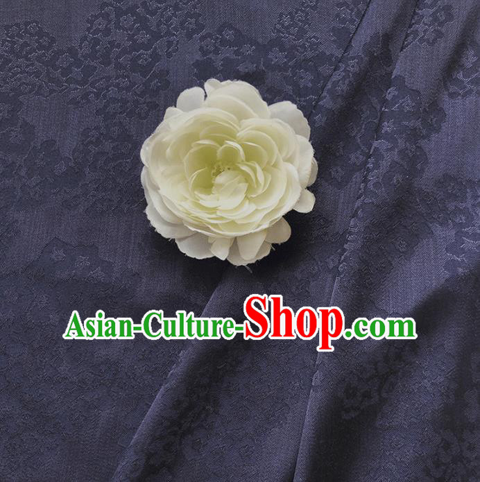 Chinese Traditional Classical Hydrangea Pattern Navy Cotton Fabric Imitation Silk Fabric Hanfu Dress Material