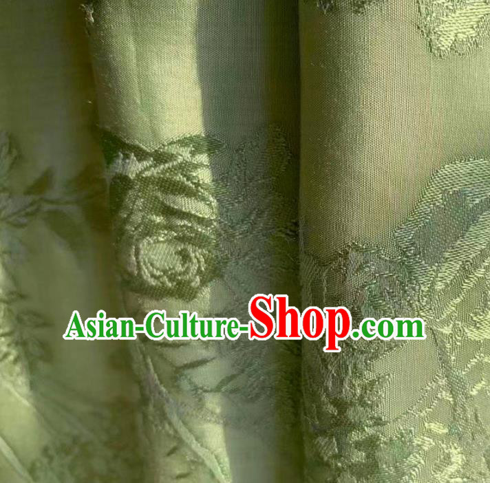 Chinese Traditional Classical Peony Pattern Green Cotton Fabric Imitation Silk Fabric Hanfu Dress Material