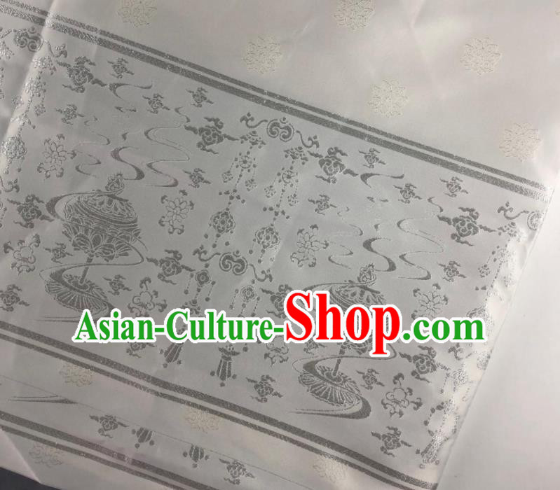 Chinese Traditional Censer Pattern White Brocade Hanfu Fabric Silk Fabric Hanfu Dress Material