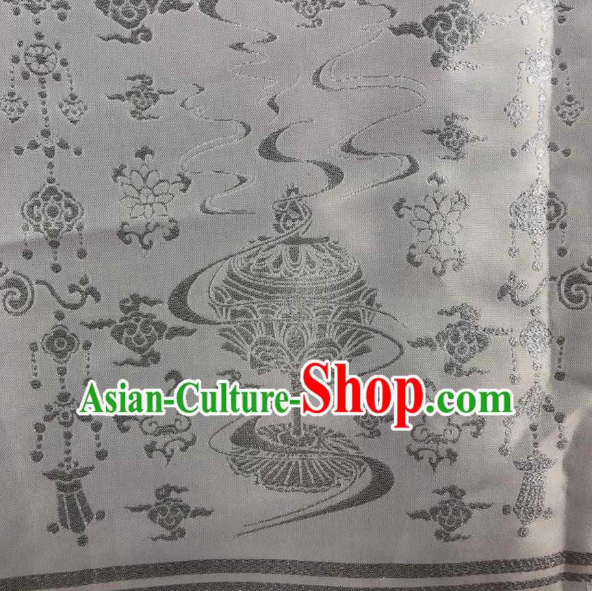 Chinese Traditional Censer Pattern White Brocade Hanfu Fabric Silk Fabric Hanfu Dress Material