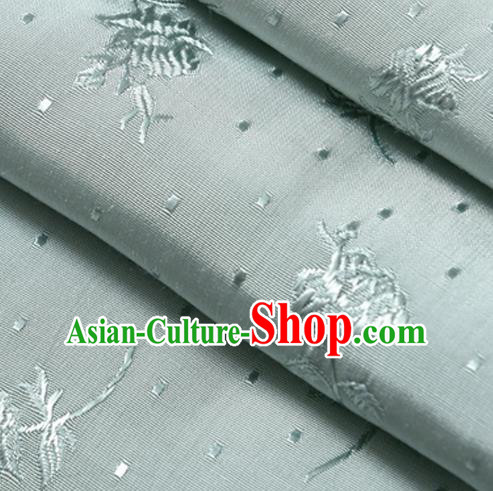 Chinese Traditional Classical Flowers Pattern Blue Cotton Fabric Imitation Silk Fabric Hanfu Dress Material