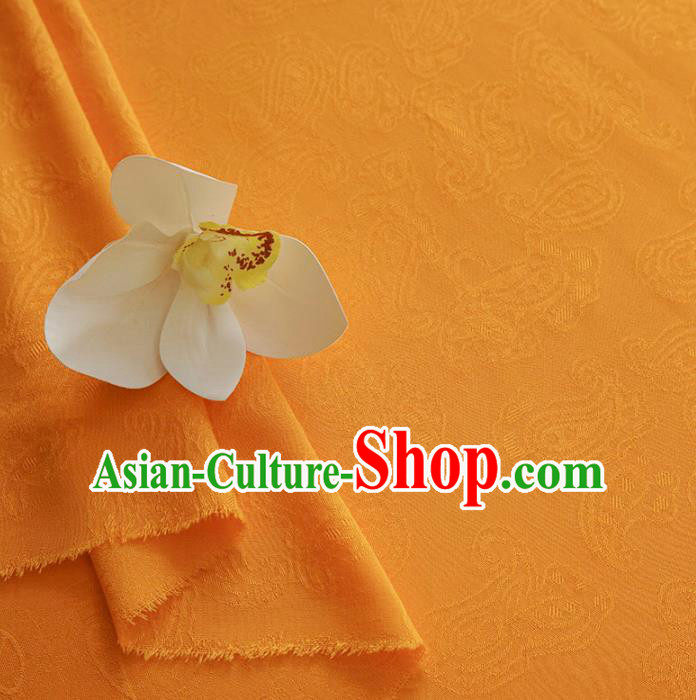 Chinese Traditional Classical Paisley Pattern Orange Cotton Fabric Imitation Silk Fabric Hanfu Dress Material
