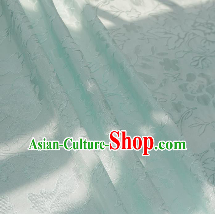 Chinese Traditional Classical Pattern Light Blue Cotton Fabric Imitation Silk Fabric Hanfu Dress Material