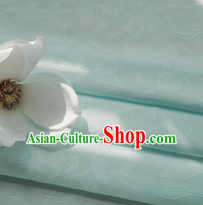 Chinese Traditional Classical Pattern Light Blue Cotton Fabric Imitation Silk Fabric Hanfu Dress Material