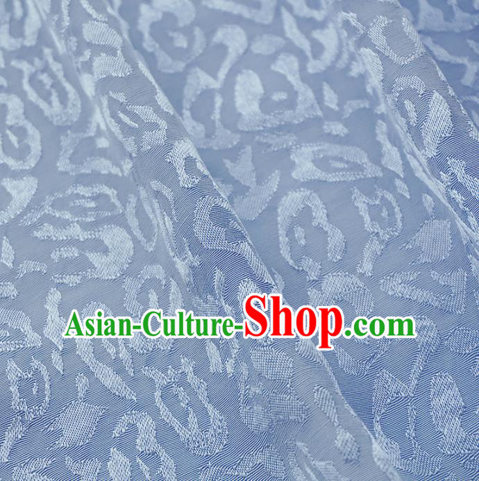 Chinese Traditional Classical Jacquard Pattern Blue Cotton Fabric Imitation Silk Fabric Hanfu Dress Material