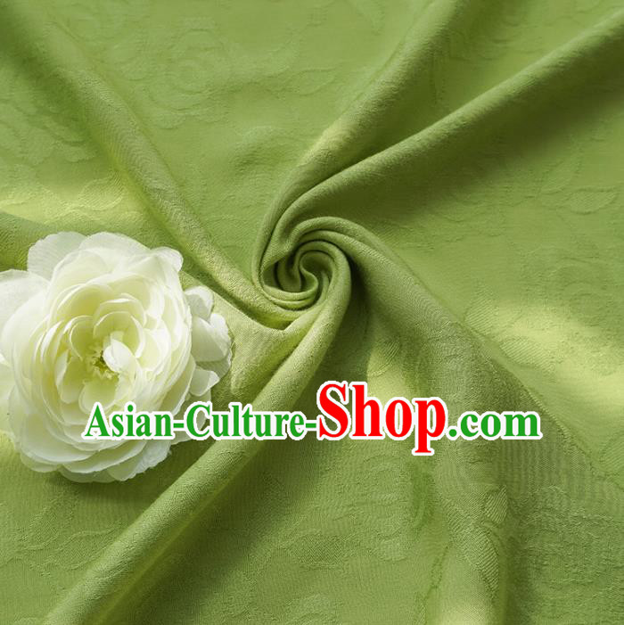 Chinese Traditional Classical Roses Pattern Green Cotton Fabric Imitation Silk Fabric Hanfu Dress Material