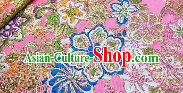 Japanese Traditional Pattern Atrovirens Kimono Pink Brocade Fabric Tapestry Satin Fabric Nishijin Material