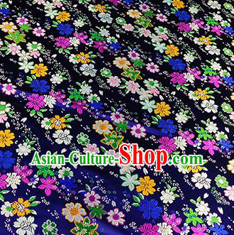 Japanese Traditional Primrose Pattern Kimono Royalblue Brocade Fabric Tapestry Satin Fabric Nishijin Material