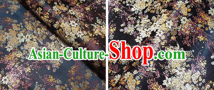 Japanese Traditional Pattern Kimono Black Brocade Fabric Tapestry Satin Fabric Nishijin Material