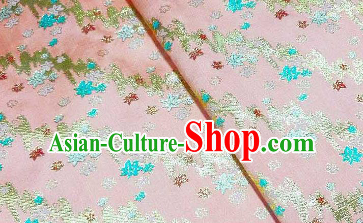 Japanese Traditional Maple Leaf Pattern Kimono Pink Brocade Fabric Tapestry Satin Fabric Nishijin Material