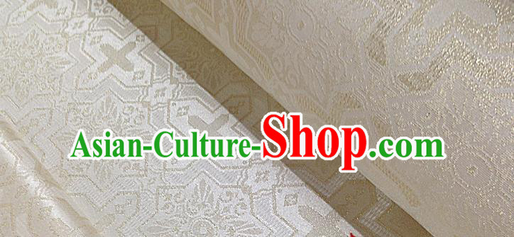 Japanese Traditional Pattern Kimono White Brocade Fabric Tapestry Satin Fabric Nishijin Material