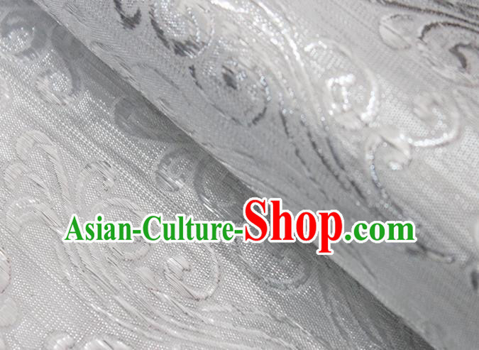 Chinese Traditional Clouds Pattern Argent Brocade Fabric Silk Tapestry Satin Fabric Hanfu Material
