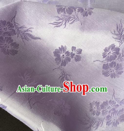 Chinese Traditional Pattern Lilac Silk Fabric Hanfu Brocade Material