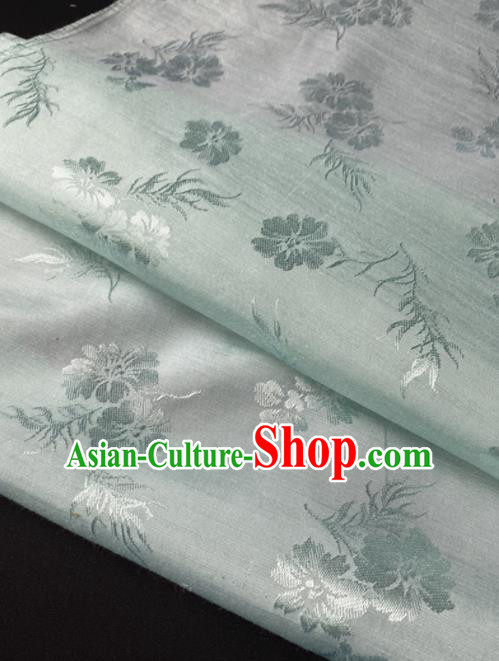 Chinese Traditional Flowers Pattern Light Green Silk Fabric Hanfu Brocade Material