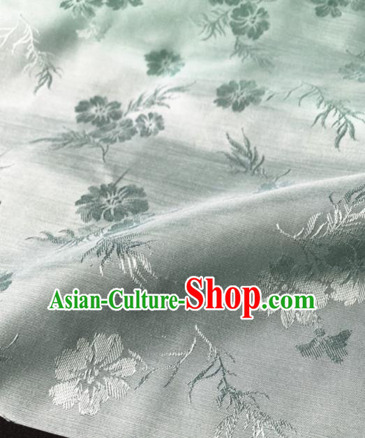 Chinese Traditional Flowers Pattern Light Green Silk Fabric Hanfu Brocade Material