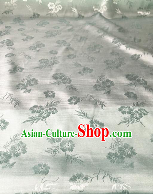 Chinese Traditional Flowers Pattern Light Green Silk Fabric Hanfu Brocade Material