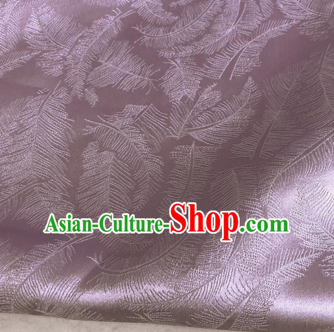 Chinese Traditional Feathers Pattern Deep Pink Silk Fabric Hanfu Brocade Material