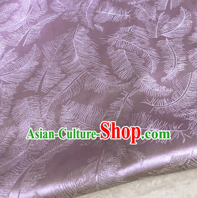 Chinese Traditional Feathers Pattern Deep Pink Silk Fabric Hanfu Brocade Material