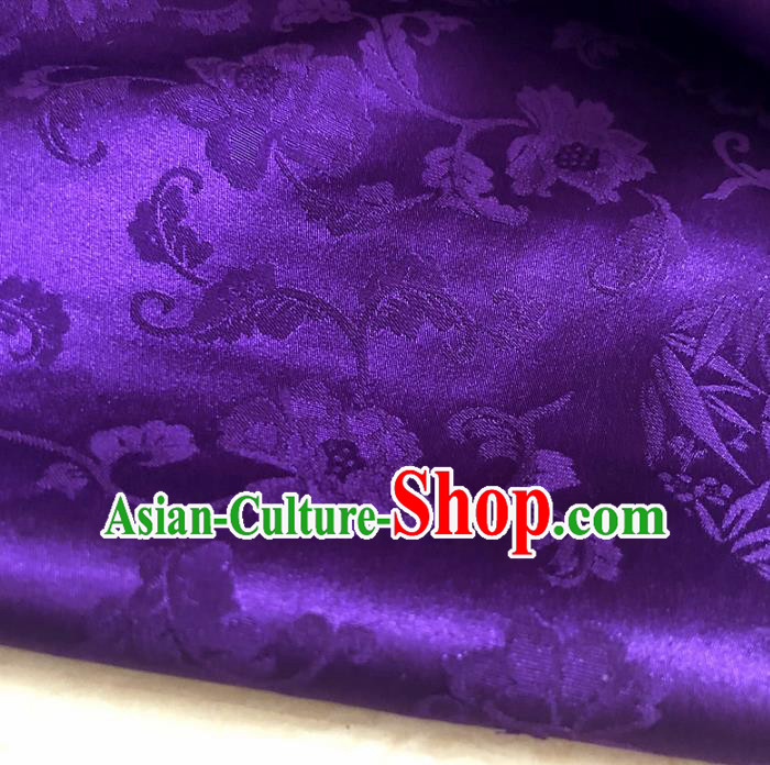 Chinese Traditional Twine Flowers Pattern Purple Silk Fabric Hanfu Brocade Material